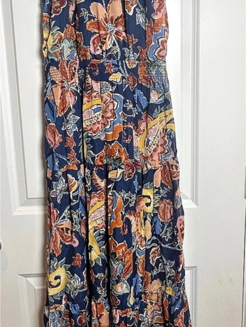 Nicole Miller Floral Maxi Dress in Blue & Orange Size 8